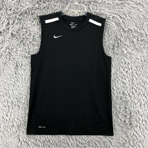 Nike Shirt Mens Small Athletic Workout Sleeveless Dri Fit Black White Swoosh